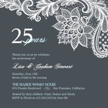 Blue and White Lace 25th Anniversary Invitation