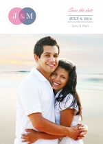 Pink and Blue Circles Wedding  Save the Date