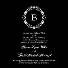 Black and White Elegant Monogram  Wedding Invitation
