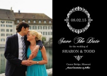 Black And White Elegant Monogram  Save The Date Announcement