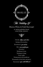 Black and White Elegant Monogram  Wedding Program