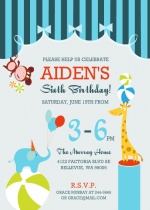 Circus Animals Birthday Party Invitation