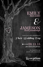 Pink Country Chalkboard Tree  Wedding Invitation