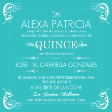Turquoise Flourish Border  Quinceanera Invitation