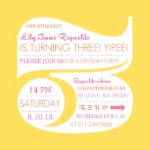 Yellow Big Number Three Kids Birthday Invitation