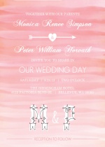 Pink Ombre Watercolor  Wedding Invitation