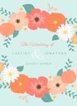 Mint Coral and Peach Country Floral  Wedding Program
