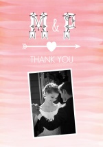Pink Ombre Watercolor  Wedding Thank You Card