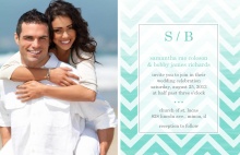Turquoise Chevron Ombre  Wedding Invitation