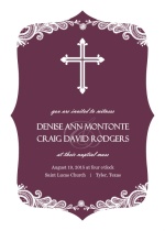 Puple Elegant Lace Cross Wedding Invitation