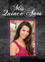 Pink and White Chalkboard Quinceanera Invitation