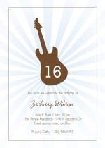 Brown and Blue Guitar Birthday Invitation