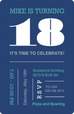 Blue and Teal Typographic Birthday Invitation