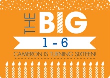 Orange and Blue Candle 16th Birthday Invitation