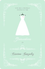 Mint Green Quinceanera Dress Invitation