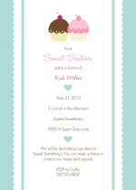 Sweet Sixteen Pink and Blue Cupcakes Birthday Invitation