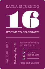 Magenta and Pink Typographic Sweet Sixteen Birthday Invitation