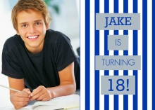Blue and Gray Stripes Teen Birthday Invitation