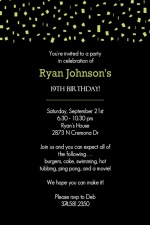 Black and Green Confetti Birthday Invitation