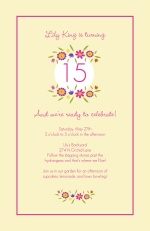 Cream and Pink Flower Wreath Birthday Invitation
