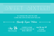 Turquoise Typographic Sweet Sixteen Birthday Invitation