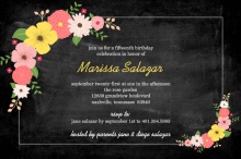 Floral Bouquet Chalkboard Quinceanera Invitation