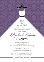 Royal Purple Ball Gown Quinceanera Invitation