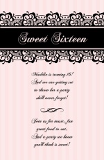 Pale Pink with Black Lace Sweet Sixteen Invitation