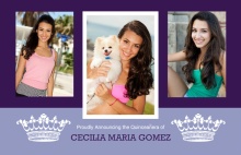 Purple and White Crown Photo Quinceanera Invitation