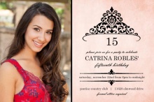 Pink and Black Princess Tiara Quinceanera Invitation