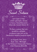 Royal Purple Damask Sweet Sixteen Invitation