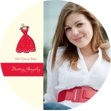 Red and Cream Quinceanera Dress Invitation