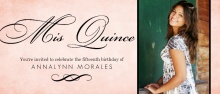 Rustic Pink and Black Elegant Quinceanera Invitation