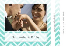 Turquoise Chevron Ombre  Wedding Thank You Card
