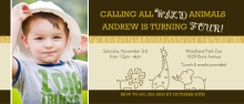 Brown Jungle Safari Animals Birthday Invitation