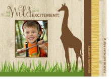Woodgrain Jungle Safari Animals Birthday Invitation