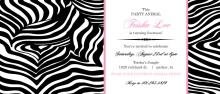 Pink Safari Zebra Birthday Invitation