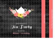 Chalkboard Flowers Elegant Tea Party Birthday Invitation