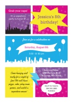 Bright Superhero Comic Strip Birthday Invitation