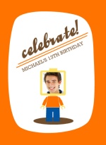 Orange Lego Teen Birthday Party Invitation
