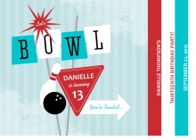 Turquoise and Red Retro Bowling Party Invitation