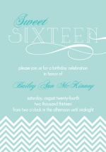 Mint and Teal Chevron Sweet Sixteen Invitation