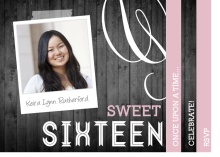 Pink and Gray Woodgrain Booklet Sweet Sixteen Invitation