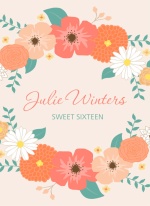 Pale Pink Country Floral Sweet Sixteen Invitation
