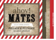 Rustic Red Stripe Pirate Birthday Invitation