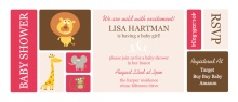 Pink and Brown Jungle Safari Baby Shower Invitation