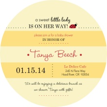 Yellow Striped Ladybug Baby Shower Invitation