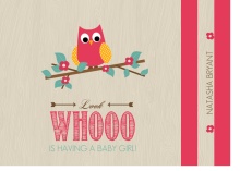 Wood Grain Flower Pink Owl Baby Shower Invitation
