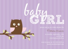 Purple Owl Baby Shower Invitation