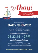 Navy Blue and White Nautical Boy Baby Shower Invitation